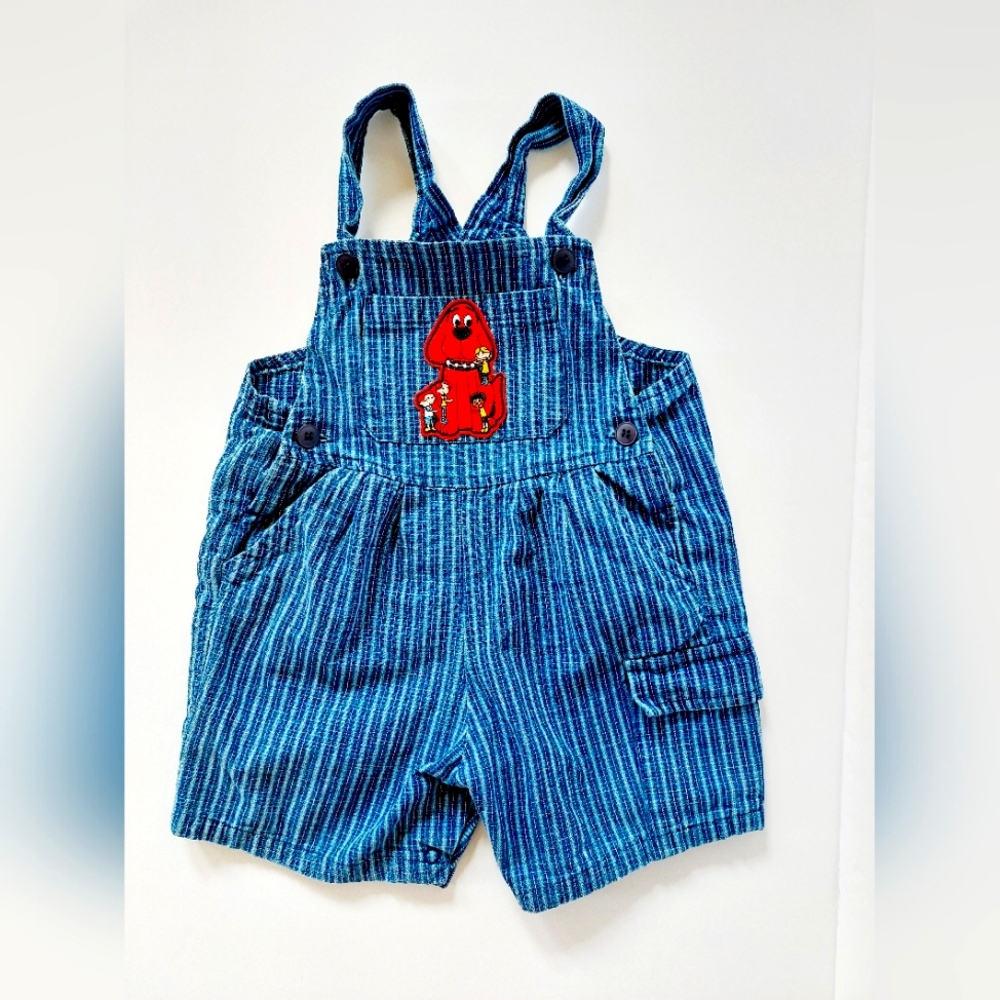 90s Plaid Shorts Overalls Embroidered Clifford Patch 24 months 100% Cotton‎
